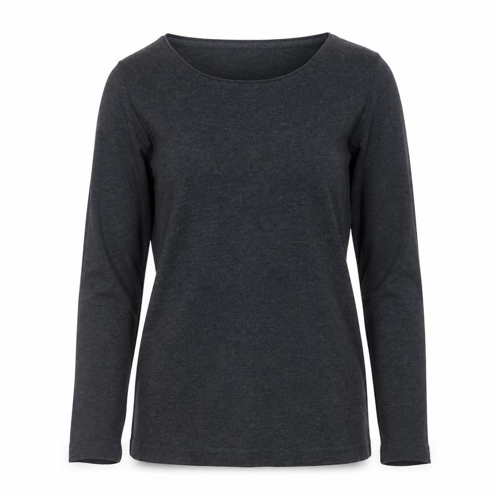 Front view of Sandwich women’s grey long sleeve jersey top, size M