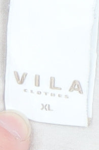 Vila Women Beige XL Basic Cotton Short Sleeve T-Shirt