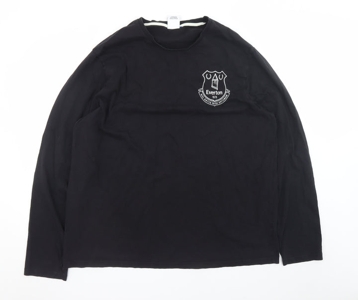 Everton Men’s Black Long Sleeve Cotton T-Shirt Size 3XL Football Top