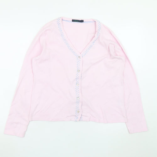 Boden Women Pink Cotton Button-Up Long Sleeve Top L
