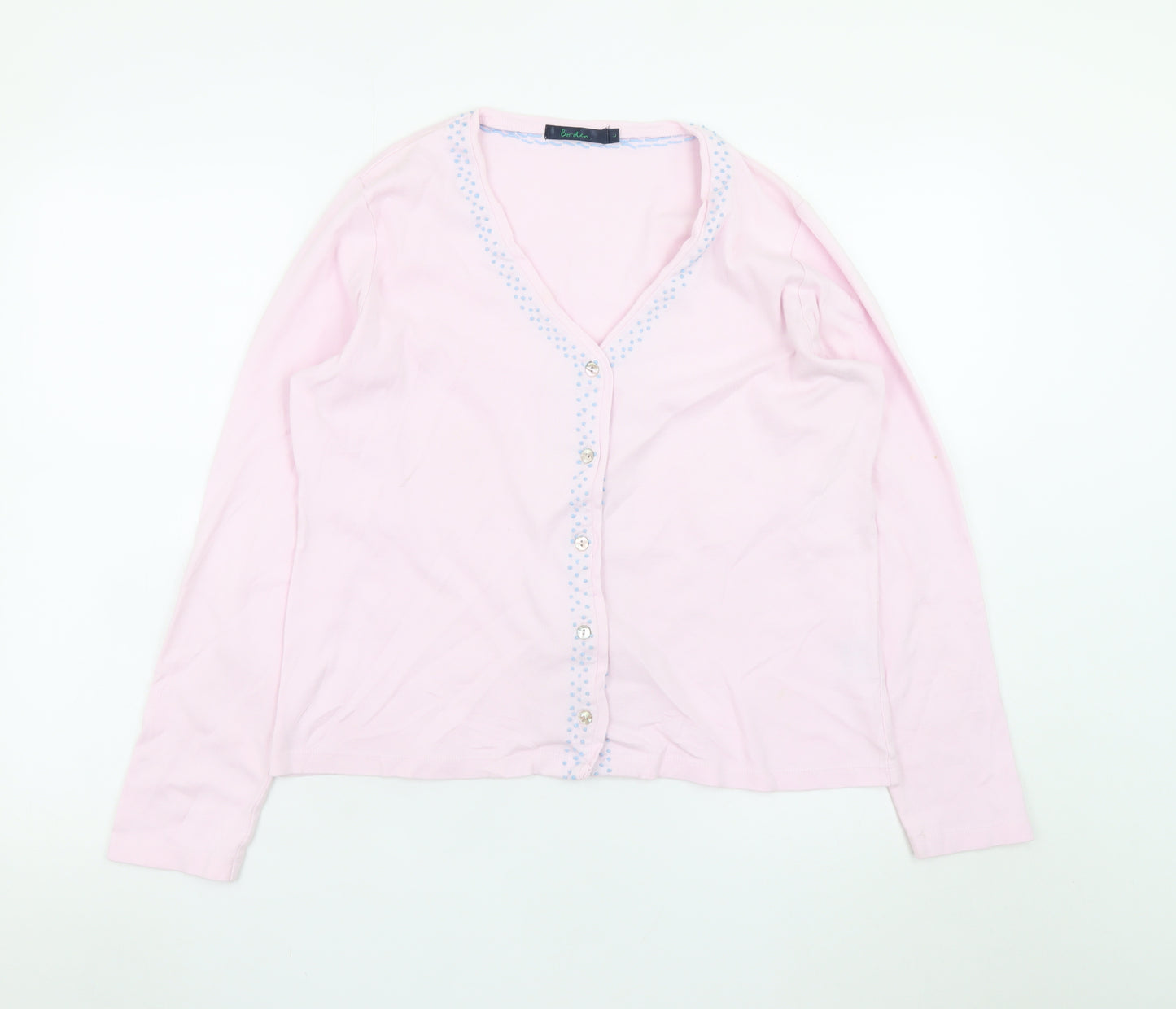 Boden Women Pink Cotton Button-Up Long Sleeve Top L