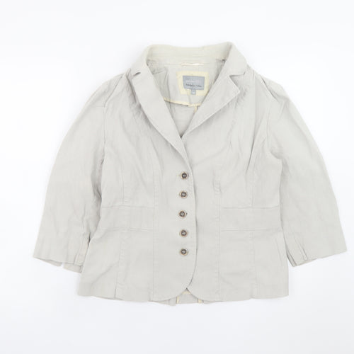 Marks and Spencer Per Una Women's Beige Linen Blazer Jacket Size 14