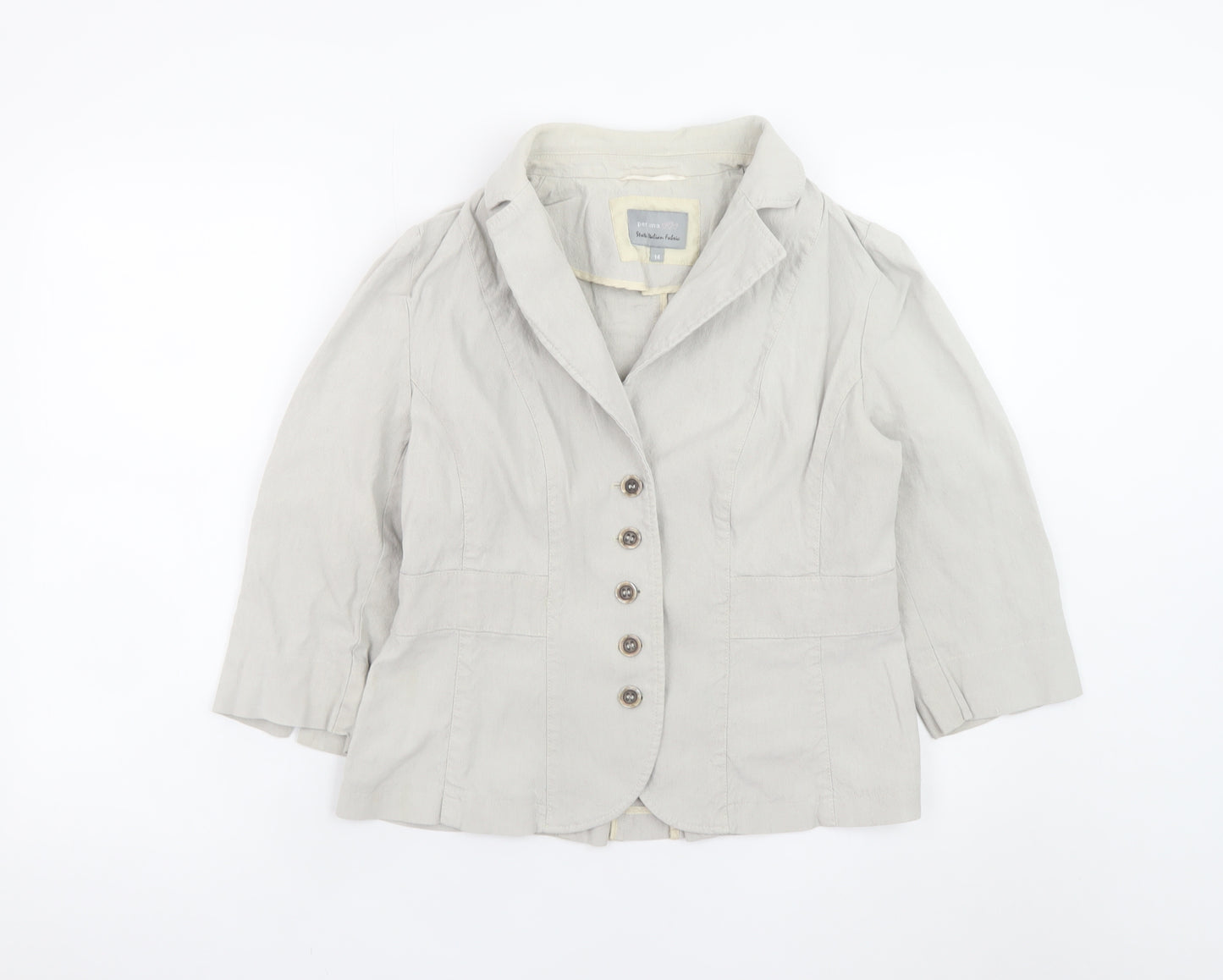 Marks and Spencer Per Una Women's Beige Linen Blazer Jacket Size 14