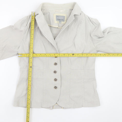 Marks and Spencer Per Una Women's Beige Linen Blazer Jacket Size 14
