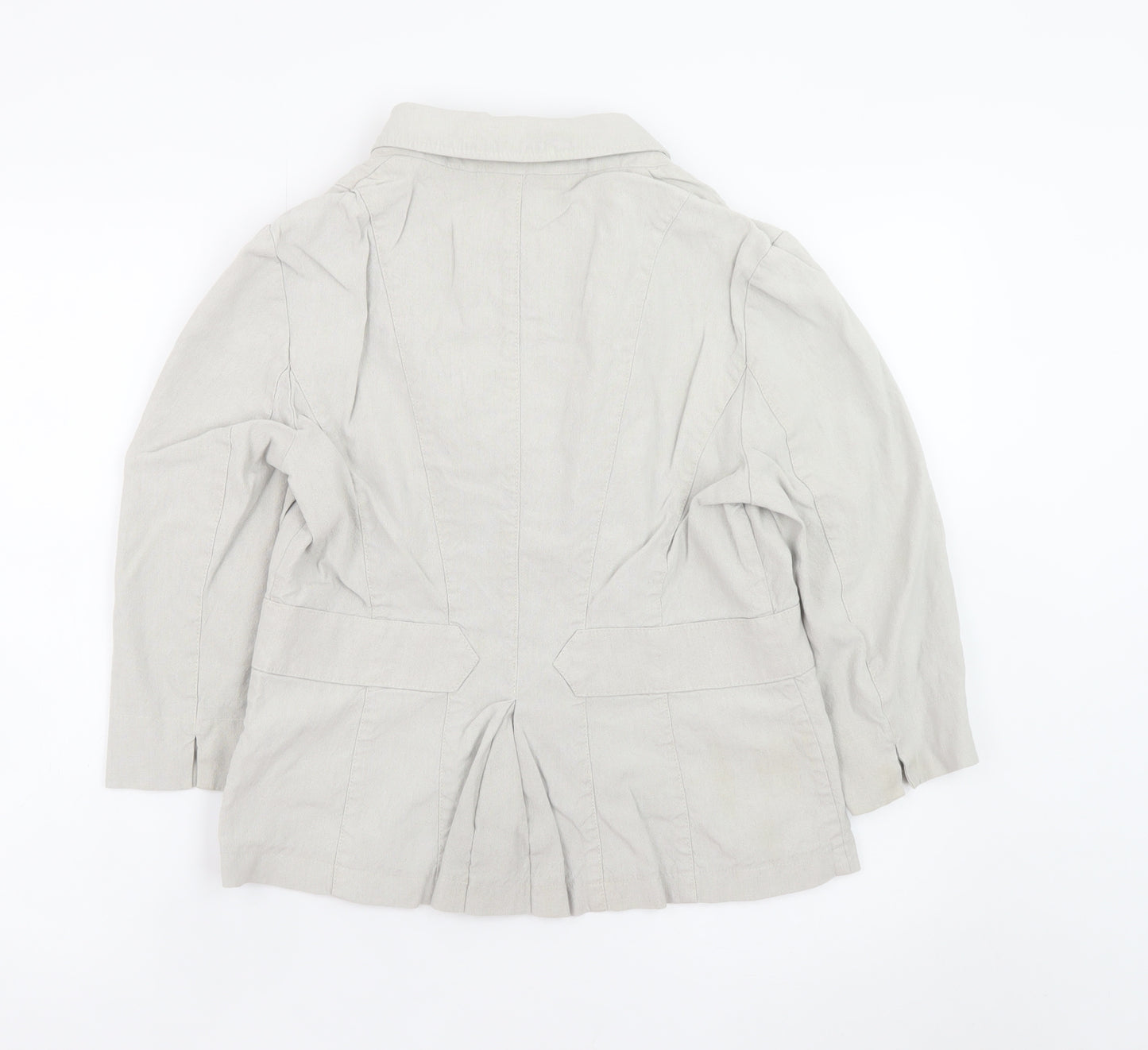 Marks and Spencer Per Una Women's Beige Linen Blazer Jacket Size 14