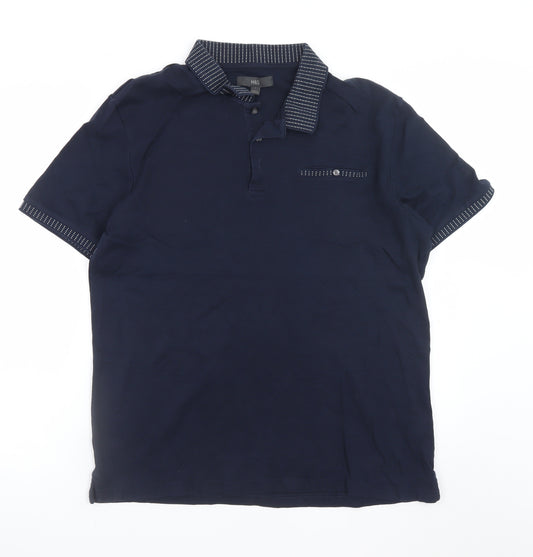 Marks and Spencer Men's Blue Cotton Polo Shirt Size L Regular Fit