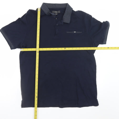 Marks and Spencer Men's Blue Cotton Polo Shirt Size L Regular Fit