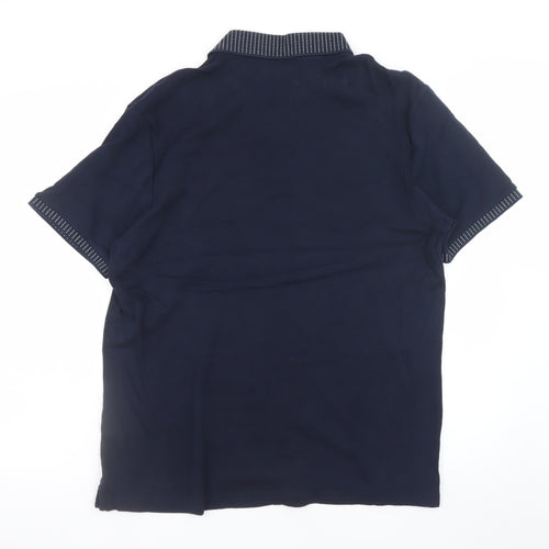 Marks and Spencer Men's Blue Cotton Polo Shirt Size L Regular Fit