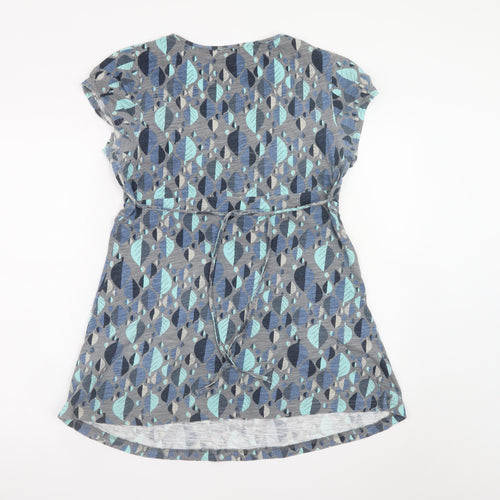 Faithful and True Women's Grey Geometric Cotton Wrap Dress Size 14