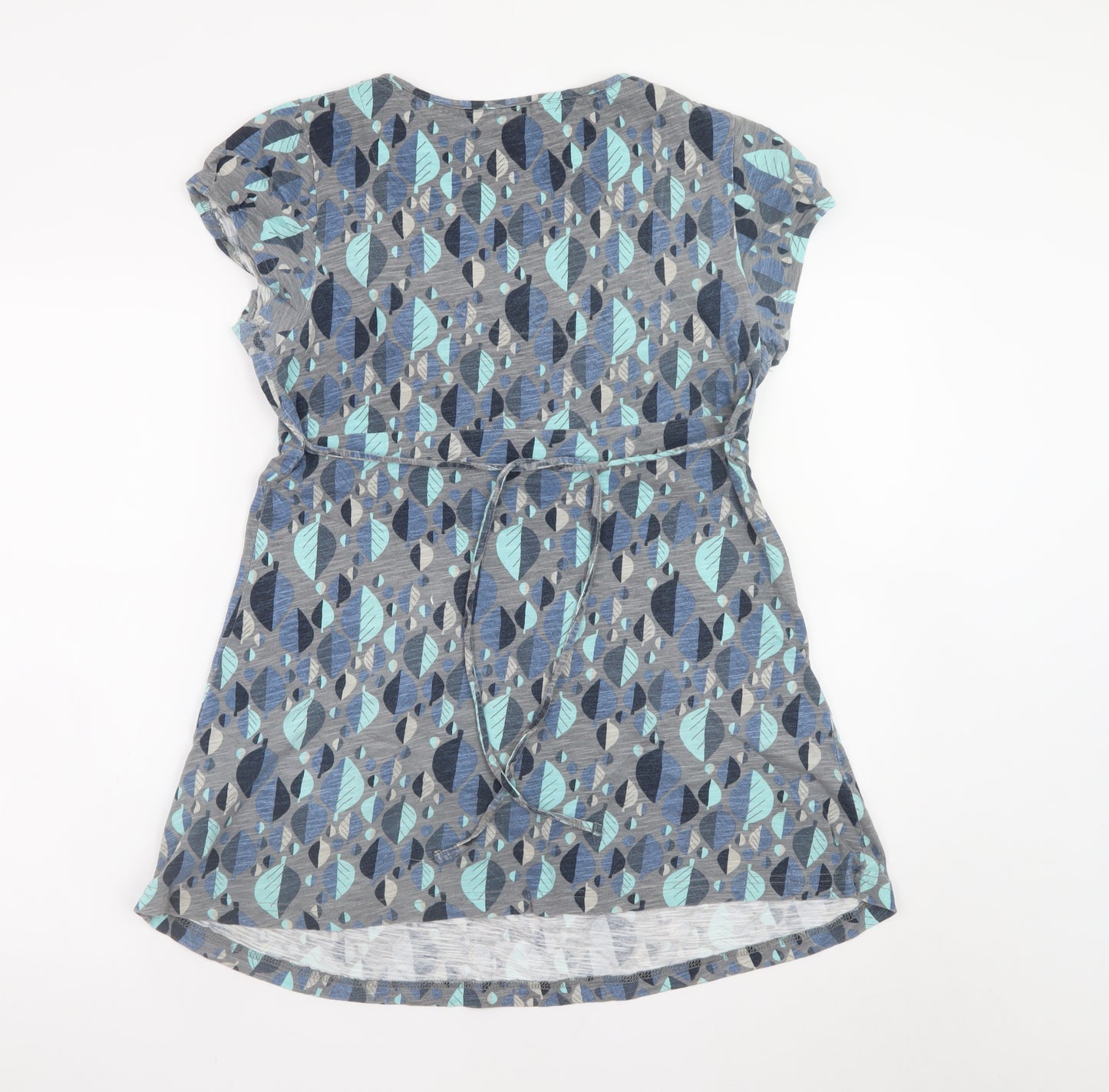 Faithful and True Women's Grey Geometric Cotton Wrap Dress Size 14