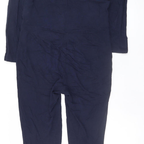 Hush Women's Blue Linen Modal Jumpsuit 2XS V-Neck Button Casual