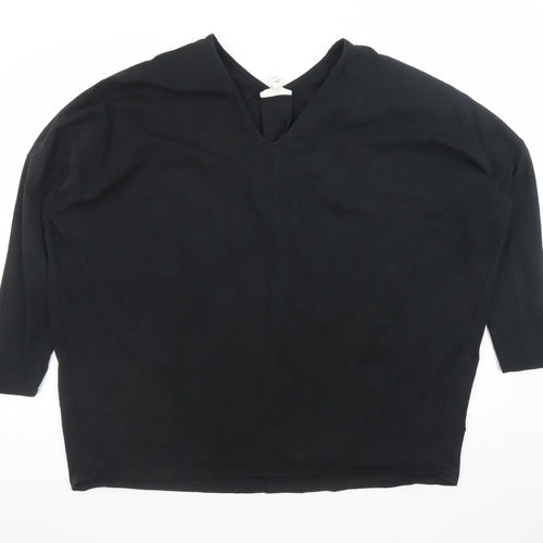 Thought Women's Black V-Neck Long Sleeve Cotton Blouse M