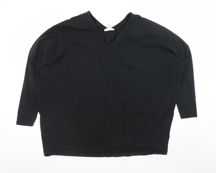 Thought Women's Black V-Neck Long Sleeve Cotton Blouse M