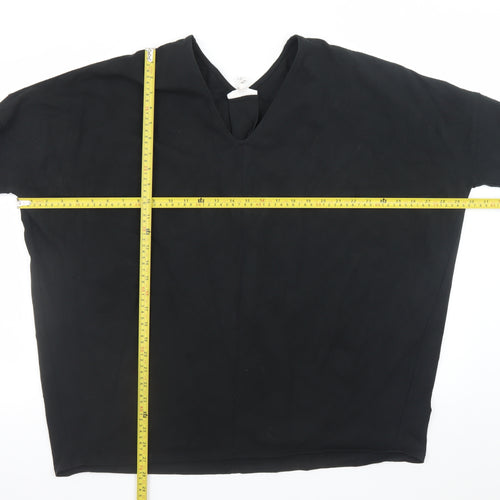 Thought Women's Black V-Neck Long Sleeve Cotton Blouse M