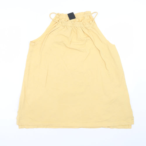 FarWest Women Yellow Cotton Halter Shift Dress M