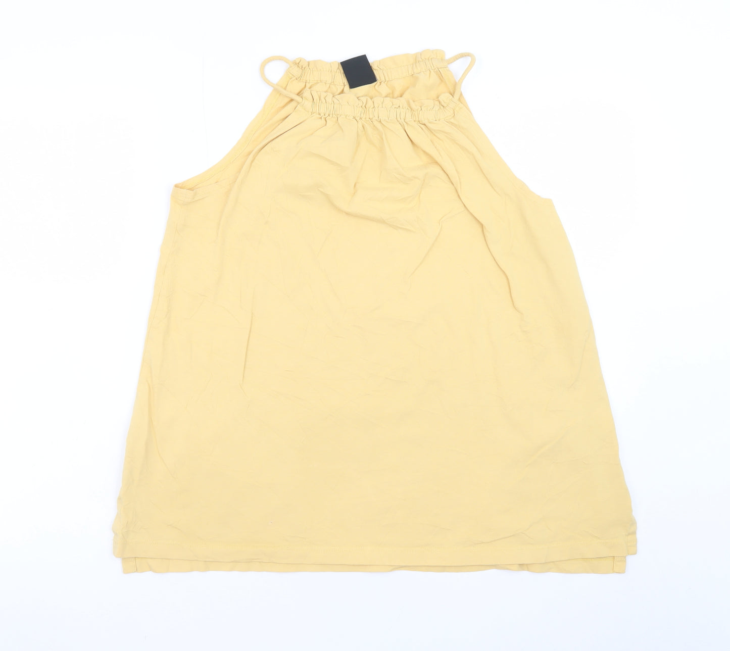 FarWest Women Yellow Cotton Halter Shift Dress M