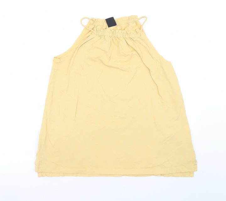 FarWest Women Yellow Cotton Halter Shift Dress M