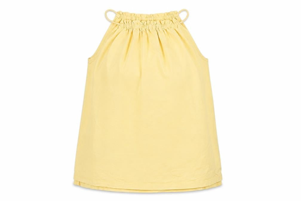 Front view of FarWest Women Yellow Cotton Halter Shift Dress M