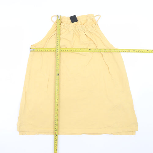 FarWest Women Yellow Cotton Halter Shift Dress M