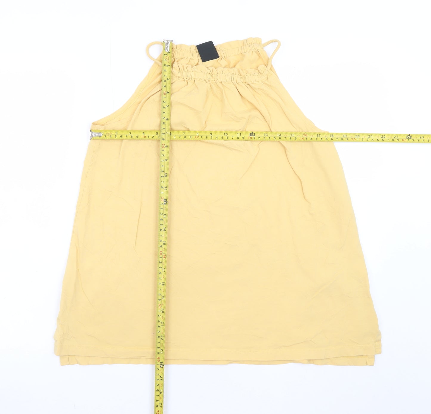 FarWest Women Yellow Cotton Halter Shift Dress M
