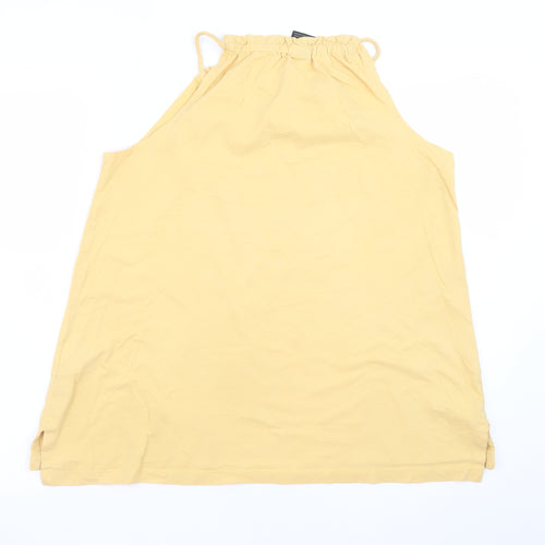 FarWest Women Yellow Cotton Halter Shift Dress M
