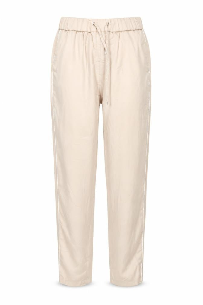 Front view of Manière De Voir Women's Beige Jogger Trousers, size 10, Polyester