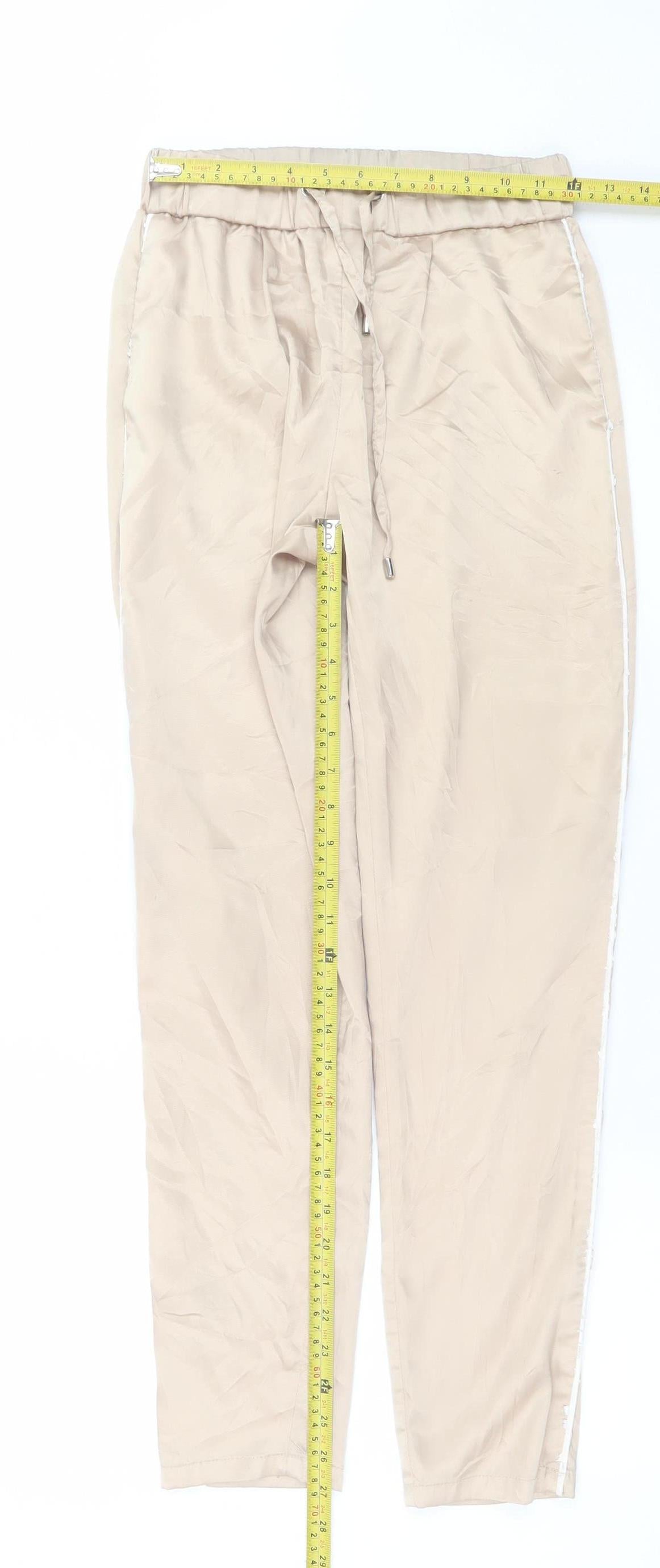 Manière De Voir Women's Beige Jogger Trousers Size 10 Polyester