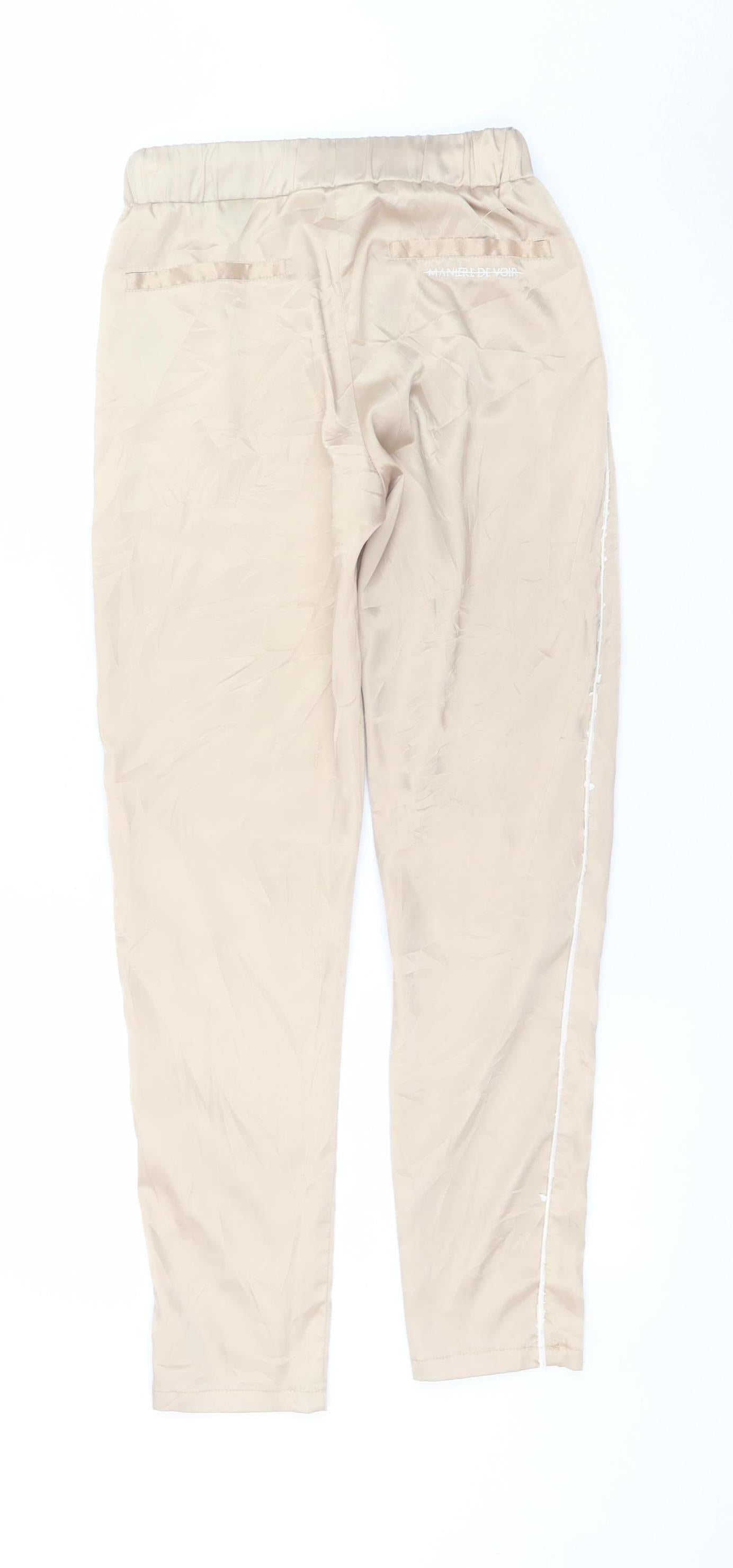 Manière De Voir Women's Beige Jogger Trousers Size 10 Polyester