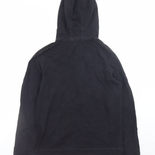 H&M Men’s Black Henley Hoodie Size S Regular Fit Cotton