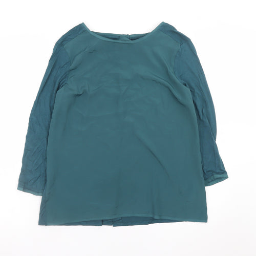 Warehouse Women's Green Long Sleeve Blouse UK 14 Viscose Blend