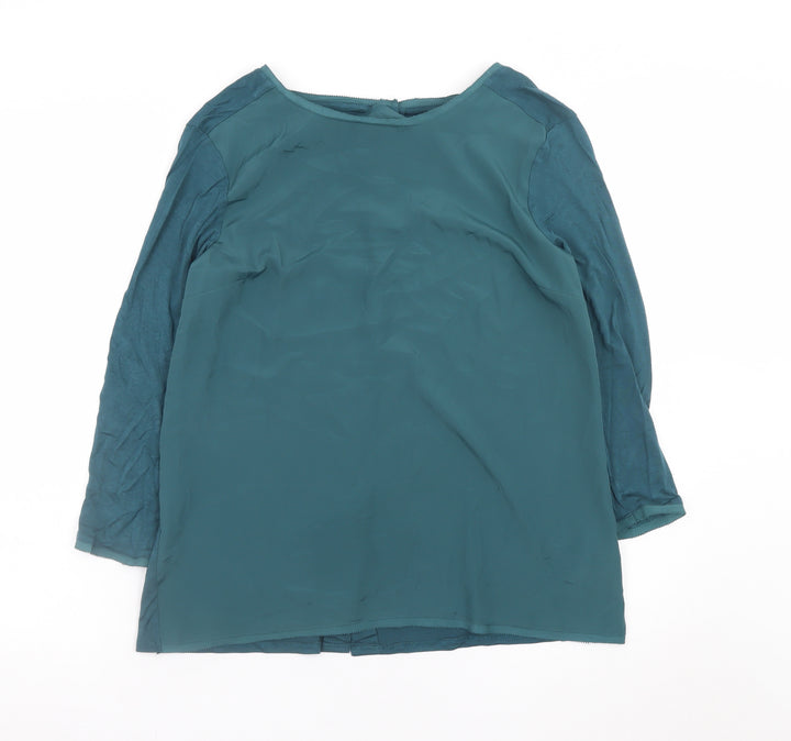 Warehouse Women's Green Long Sleeve Blouse UK 14 Viscose Blend