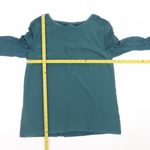 Warehouse Women's Green Long Sleeve Blouse UK 14 Viscose Blend