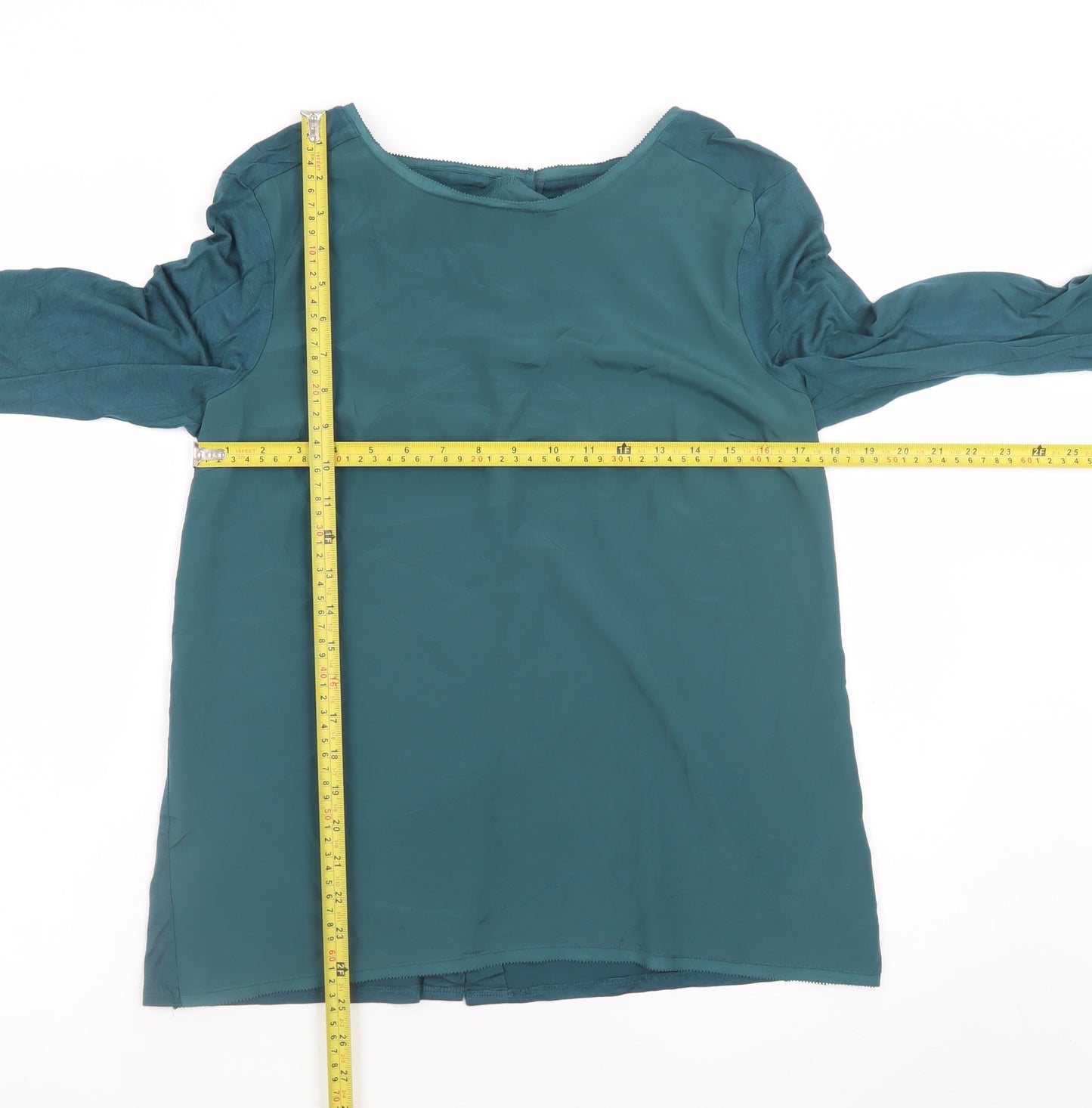 Warehouse Women's Green Long Sleeve Blouse UK 14 Viscose Blend