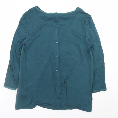 Warehouse Women's Green Long Sleeve Blouse UK 14 Viscose Blend