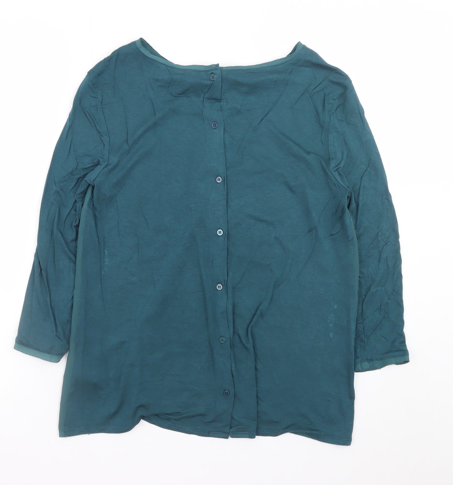Warehouse Women's Green Long Sleeve Blouse UK 14 Viscose Blend