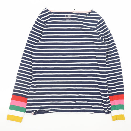 Boden Women’s Multicoloured Striped Long Sleeve Cotton T-Shirt UK 12