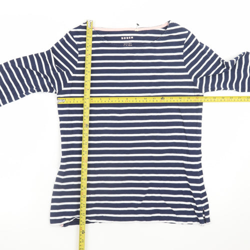 Boden Women’s Multicoloured Striped Long Sleeve Cotton T-Shirt UK 12
