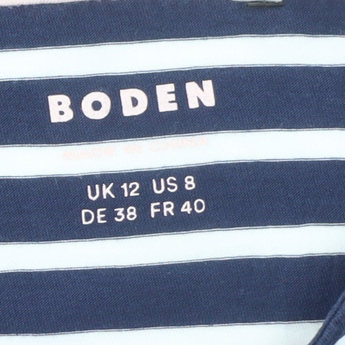 Boden Women’s Multicoloured Striped Long Sleeve Cotton T-Shirt UK 12