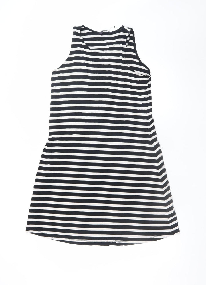Marks and Spencer Women's Black Striped Tank Dress Size 8