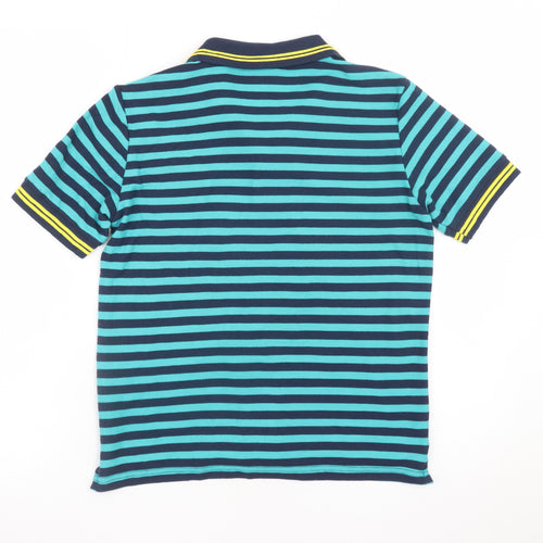 Lonsdale Boys Blue Striped Polo Shirt 11-12 Years Short Sleeve Casual