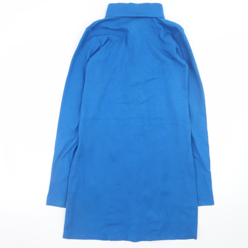 Motel Women's Blue Long Sleeve Button Shirt Dress Size L
