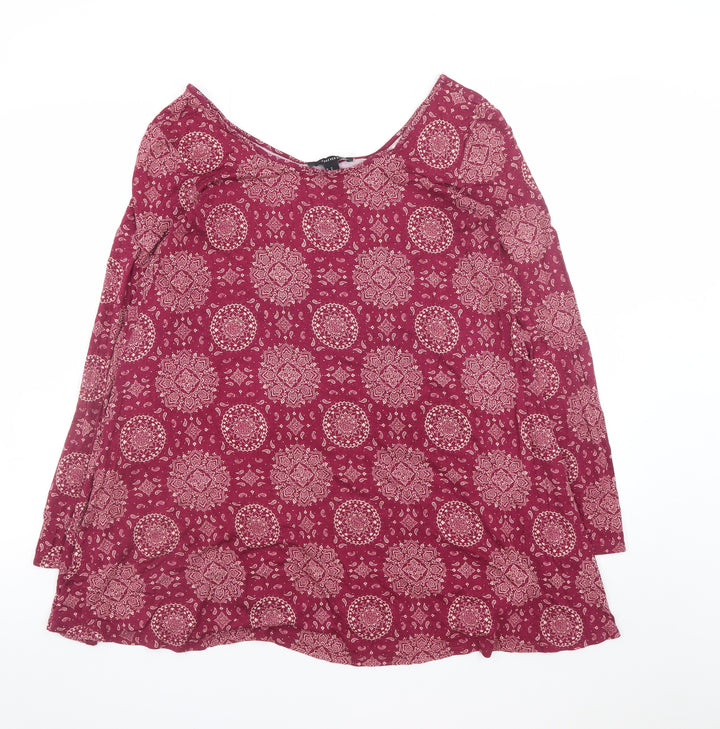 Forever 21 Women Red Bohemian Paisley Shift Dress Size M