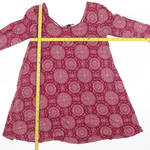 Forever 21 Women Red Bohemian Paisley Shift Dress Size M
