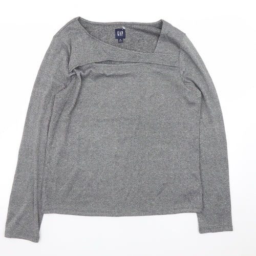 GAP Women Grey Boat Neck Long Sleeve Knit Top Size XL