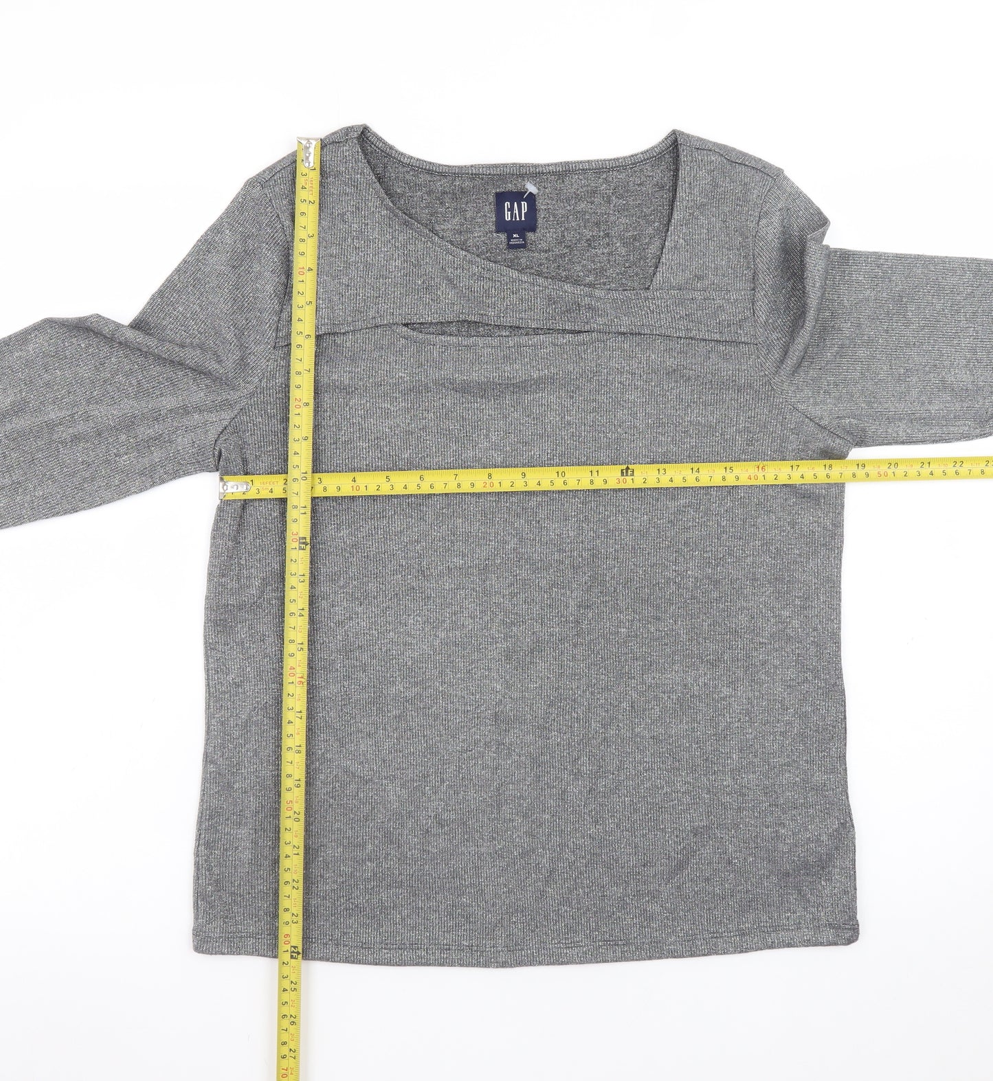 GAP Women Grey Boat Neck Long Sleeve Knit Top Size XL
