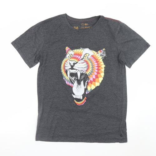 RVCA Men's Grey Large Animal Art Graphic T-Shirt