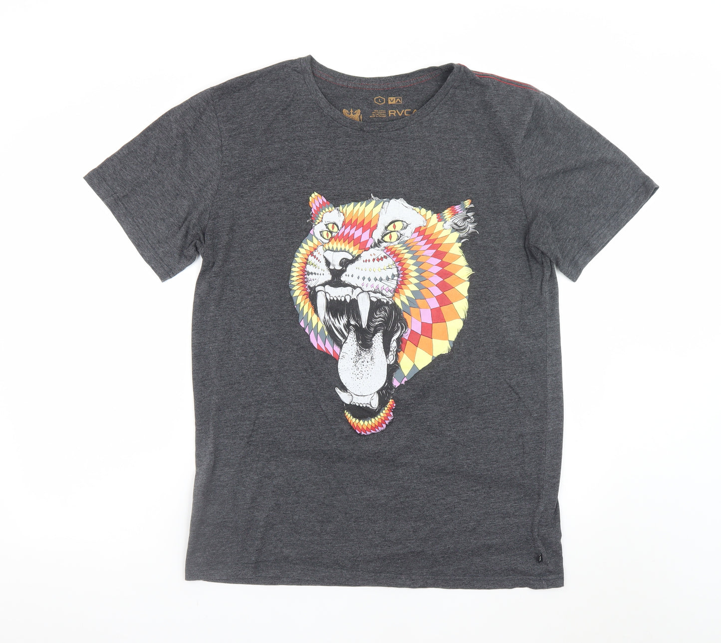 RVCA Men's Grey Large Animal Art Graphic T-Shirt