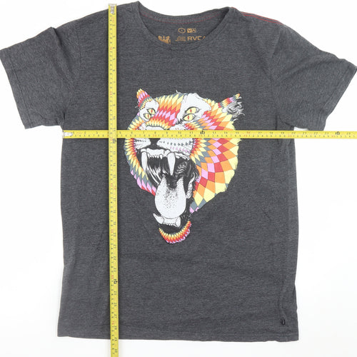 RVCA Men's Grey Large Animal Art Graphic T-Shirt