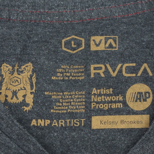 RVCA Men's Grey Large Animal Art Graphic T-Shirt