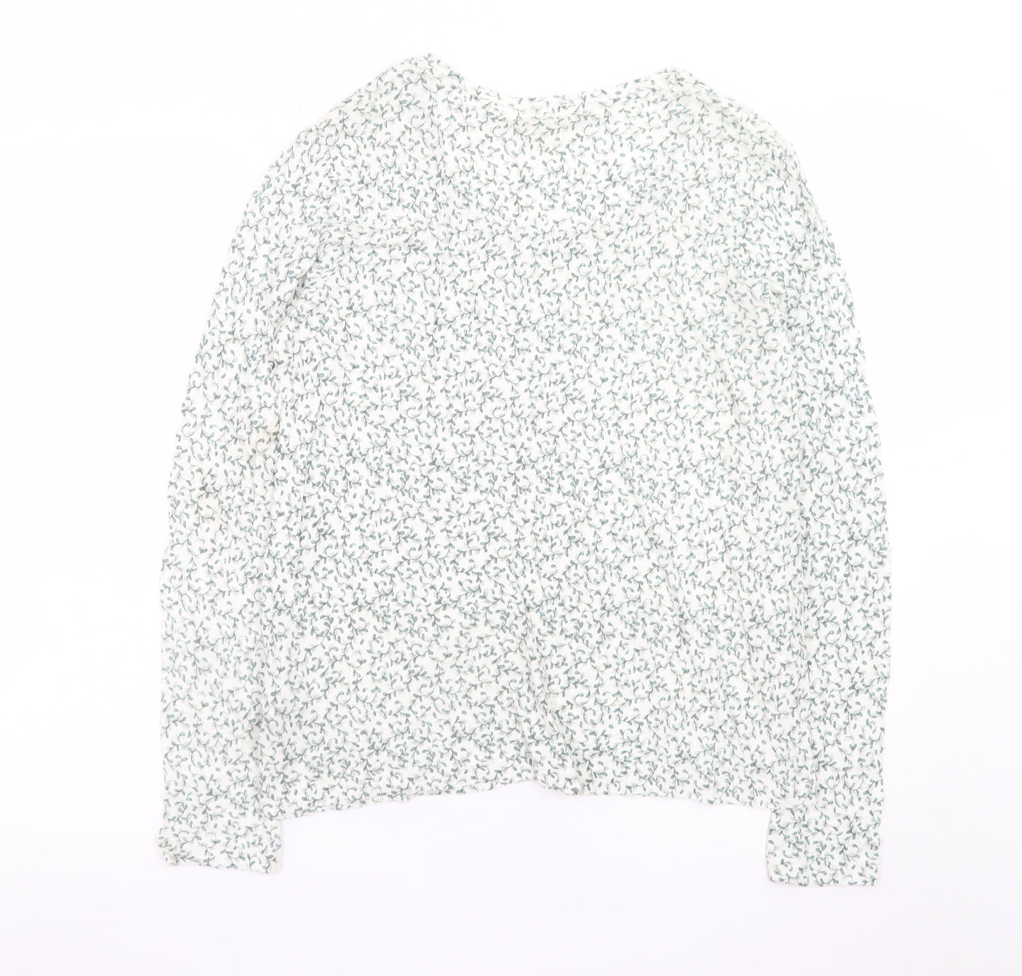 Marks and Spencer Womens Light Grey Floral Long Sleeve Top Size 10